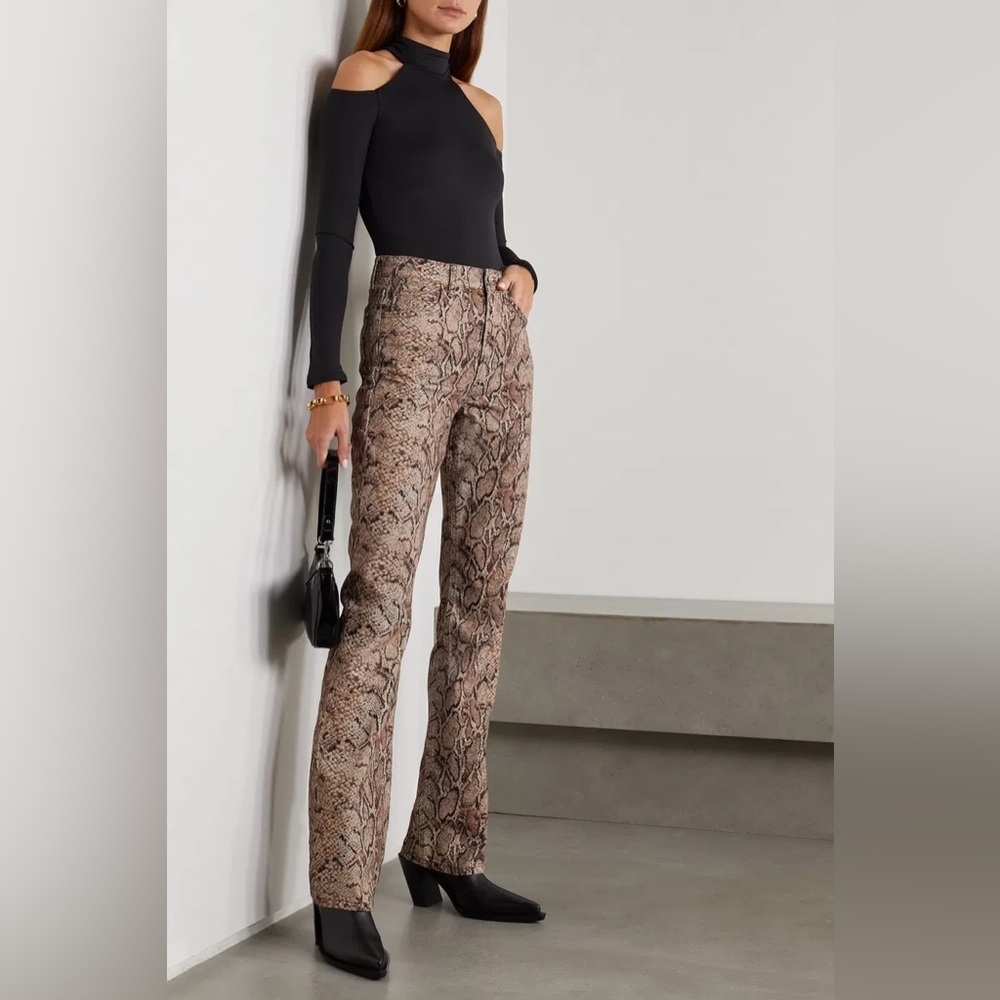 NWT Reformation Peyton Snake Print High Rise Bootcut Jeans Sz 24